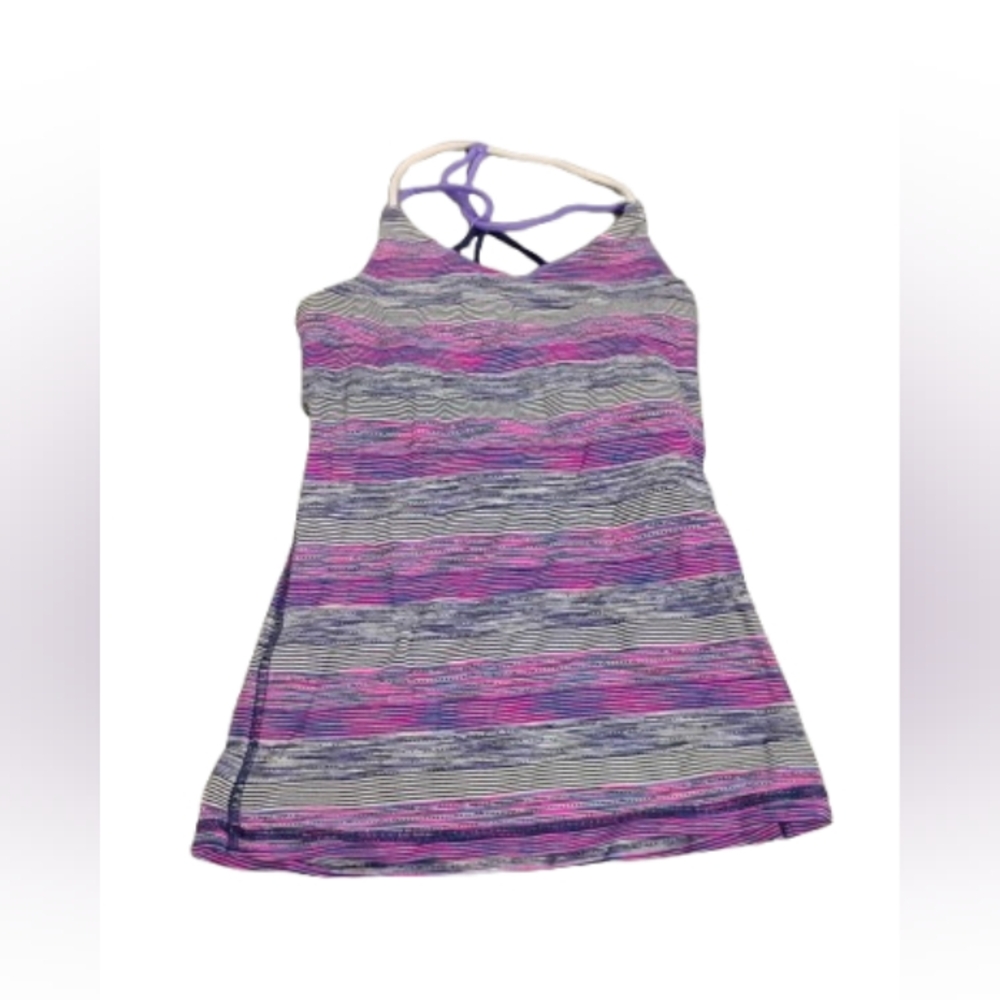 Ivivva Girls Striped Strappy Purple Athletic Tank Top Sz 10